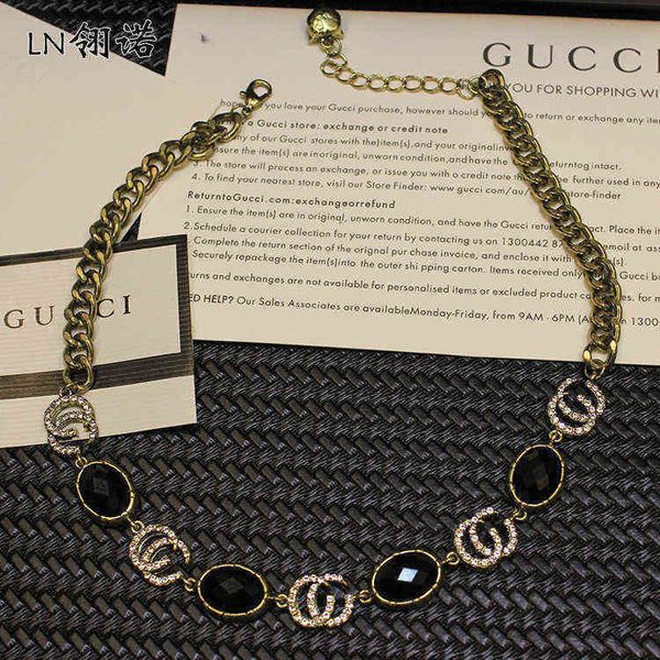 factory outlet necklace 2022 new ancient clavicle net red same letter metal temperament sense neck chain beauty, Silver
